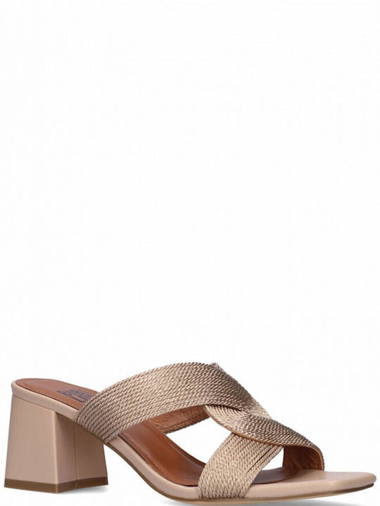 Bibilou Chunky Heel Piele Mules Pink /6237/NUDE