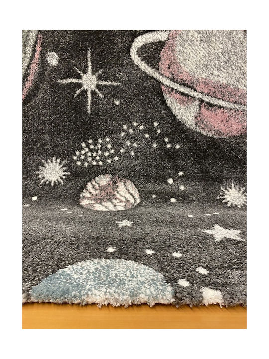 Koulis Carpets Παιδικό Χαλί Γκρι Στρογγυλό με Διάμετρο 133cm