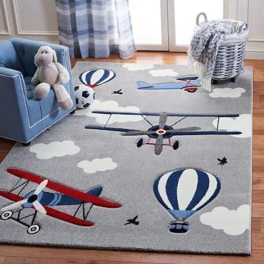 Koulis Carpets Παιδικό Χαλί Γκρι Στρογγυλό με Διάμετρο 133cm