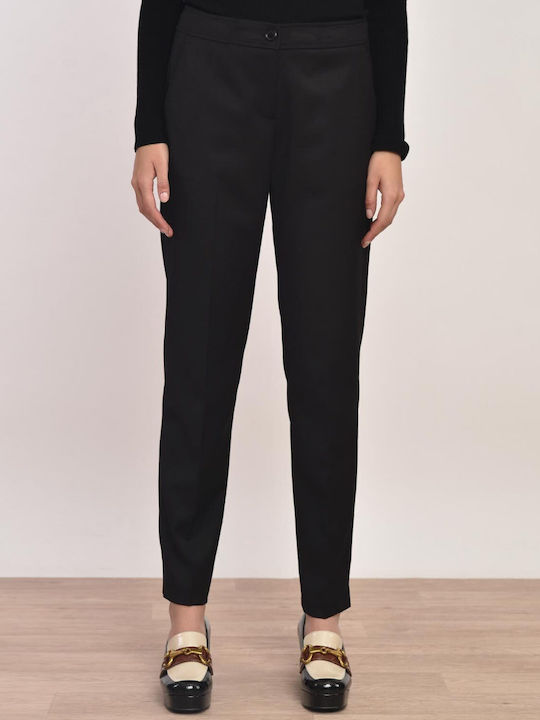 Laura Donini Damen Stoff Hose in Gerader Linie Schwarz