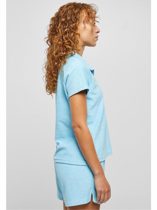 Women's Polo Blouse Short Sleeve Baltic Blue