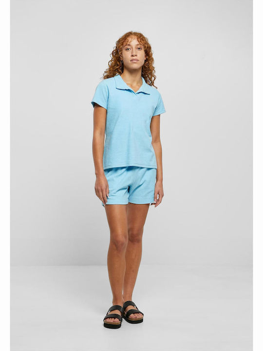 Women's Polo Blouse Short Sleeve Baltic Blue