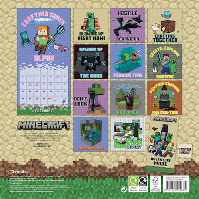 Danilo Minecraft Daily Wall Mounted Diary 2024 30x30cm