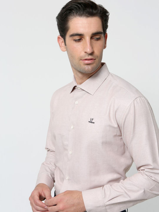 Tresor Men's Shirt Long Sleeve Beige