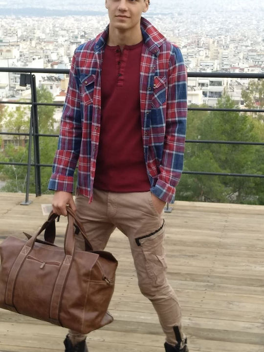 Overshirt Cu Mânecă Lungă Carou Albastru