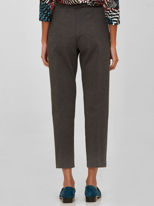 Clarina Women's Fabric Trousers in Loose Fit Gray