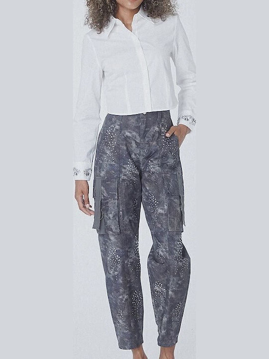 Damen Stoff Cargo Hose Gray