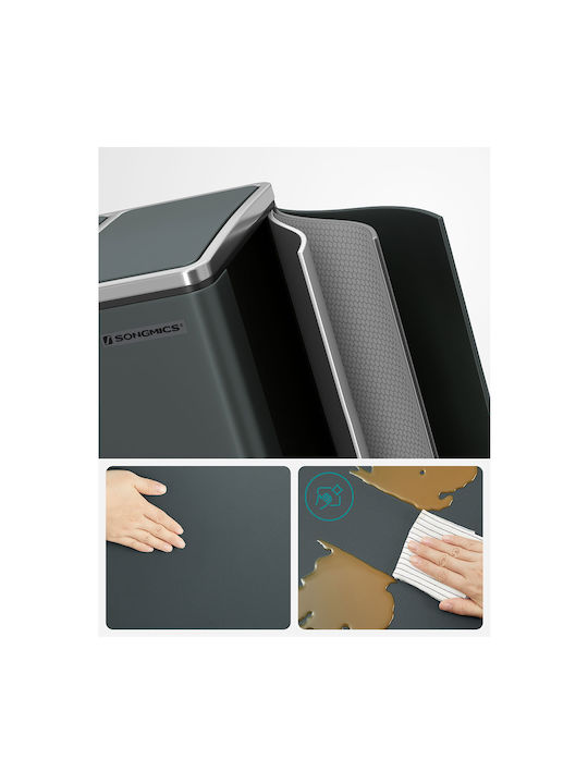 Songmics Soft-close Waste Bin Recycling Metallic with Pedal Gray 15lt 1pcs
