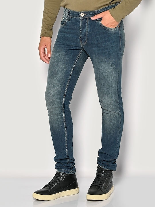 Herren Jeanshose Elastisch Slim Fit Dunkelblau