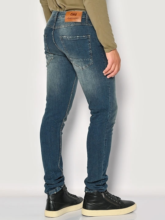 Herren Jeanshose Elastisch Slim Fit Dunkelblau
