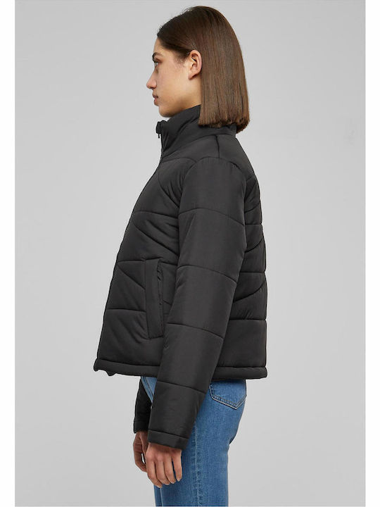 Women's Short Puffer Jacket for Winter Black