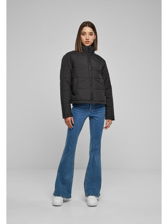 Women's Short Puffer Jacket for Winter Black