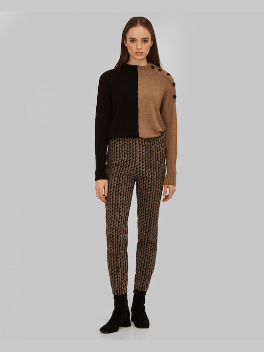 Bianca Di Women's Fabric Trousers Brown