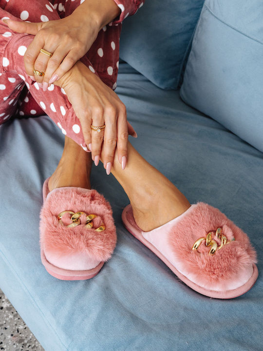 Ligglo Slippers with Fur Pink