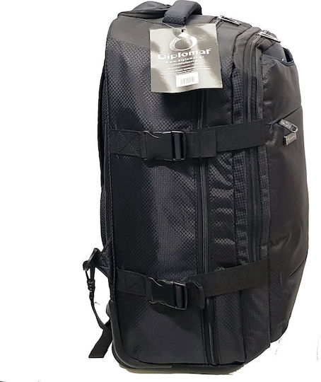 Diplomat Geantă Voiaj Înapoi 48lt Neagră Cu Roți Din Țesătură M40xL25xH55cm