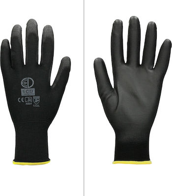 ECD Germany Polyurethane Safety Gloves Garden Black