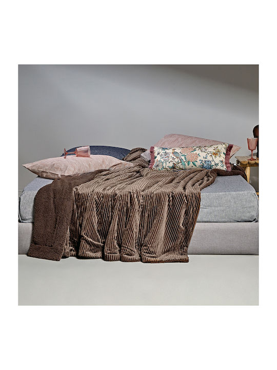 Kentia Spencer Blanket Furry Single 160x240cm. 04 Brown