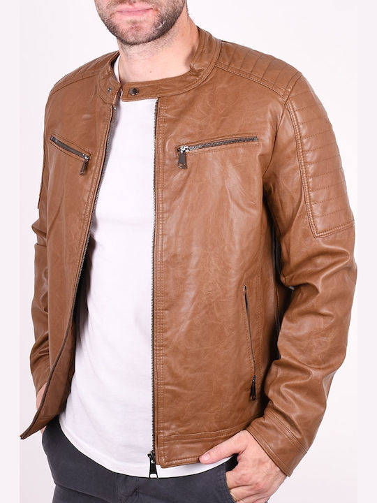 Jacke aus Kunstleder Biker Braun