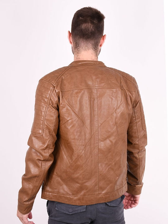 Jacke aus Kunstleder Biker Braun