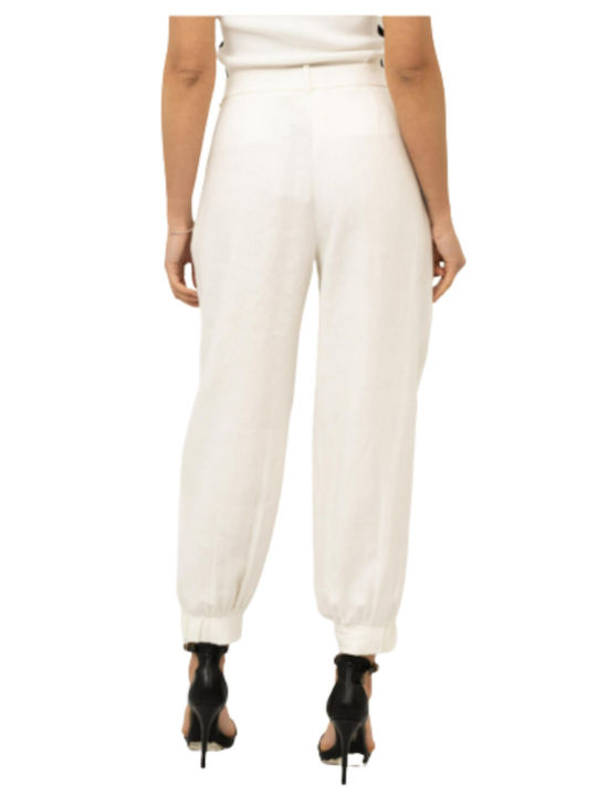 BCBG Maxazria Women's Fabric Trousers with Elastic White