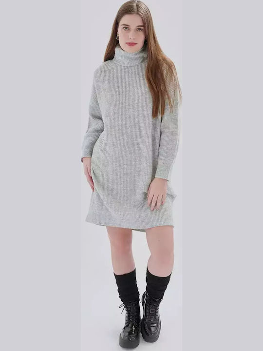 Mini Kleid Rollkragen Gray