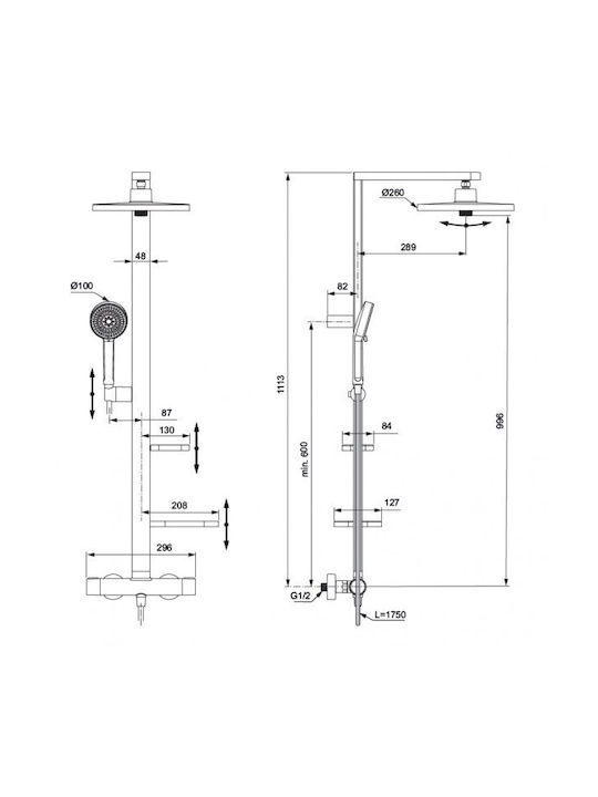 Ideal Standard Ceratherm Duschsäule mit Armatur Gray