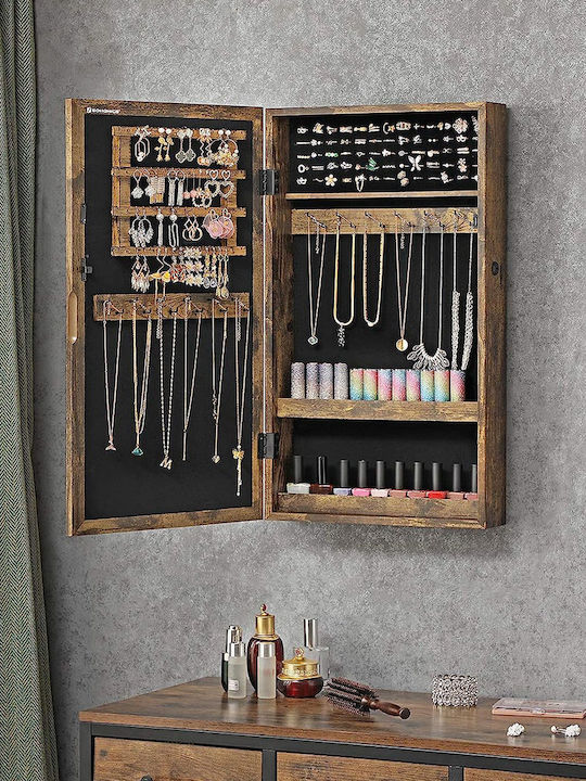 Songmics Wooden Jewellery Wardrobe with Mirror Brown 37x10x67cm