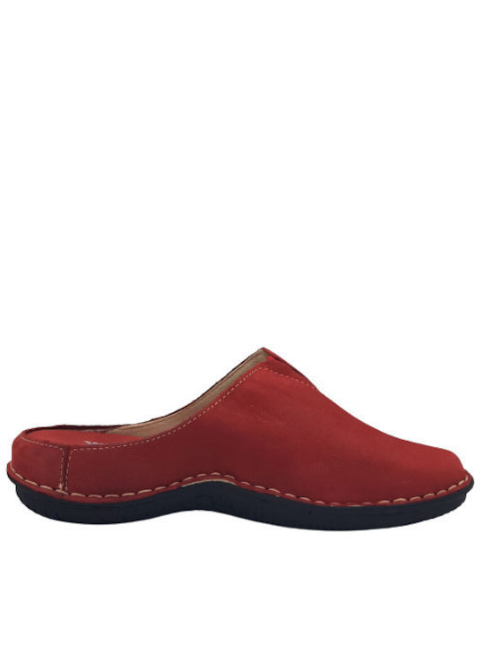 Walk In The City Anatomische Leder Damen Hausschuhe in Rot Farbe