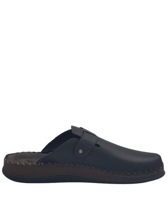 Walk In The City Men's Leather Slippers Black