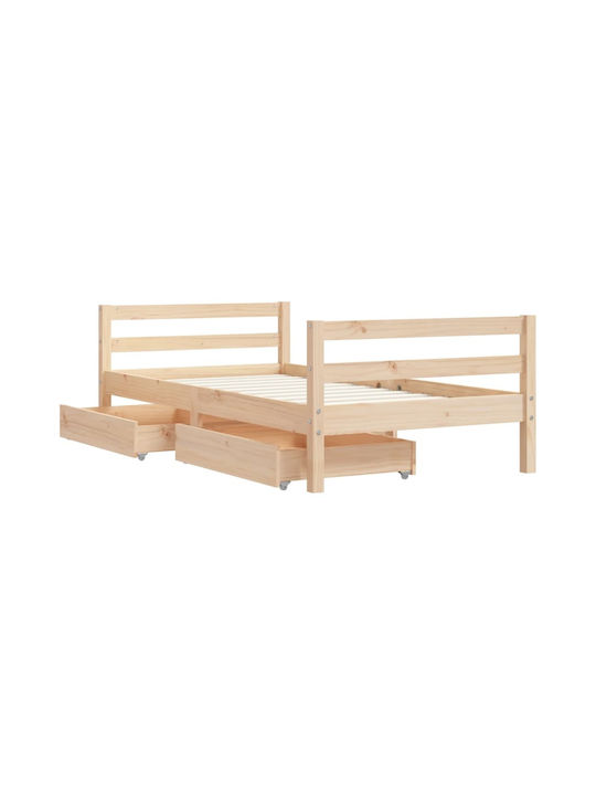 Kids Bed Single with Storage Space Beige for Mattress 80x160cm