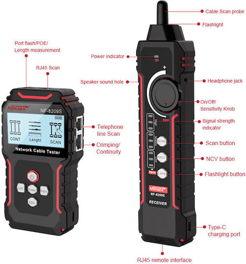 Noyafa NF-8209S Cable Tester Network RJ45 Digital