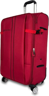 Hunter Crete Medium Travel Suitcase Fabric Red with 4 Wheels Height 67.5cm