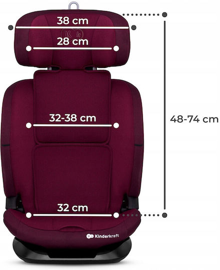 Kinderkraft ONETO3 Scaun Auto pentru Copii i-Size cu Isofix perlă de cireșe 9-36 kg
