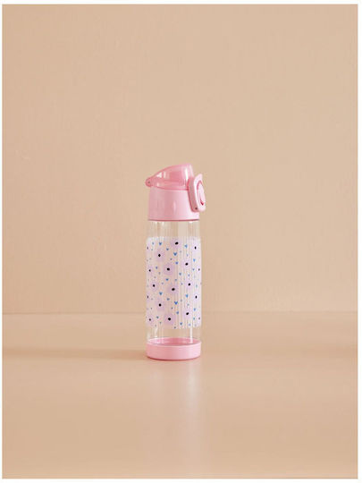 Rice Bottle Water Glass with Screw Cap Pink 500ml