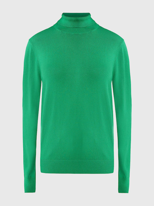 Women's Long Sleeve Sweater Turtleneck Green