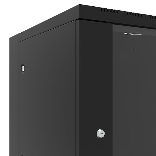 Canovate Монтиран на стена Рак кабинет 12U 60x65см Черен WS3D-9-126HA