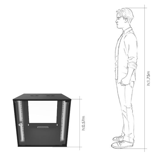 Canovate Επιτοίχια Καμπίνα Rack 12U 60x60cm Μαύρο WC1S-9-1266A