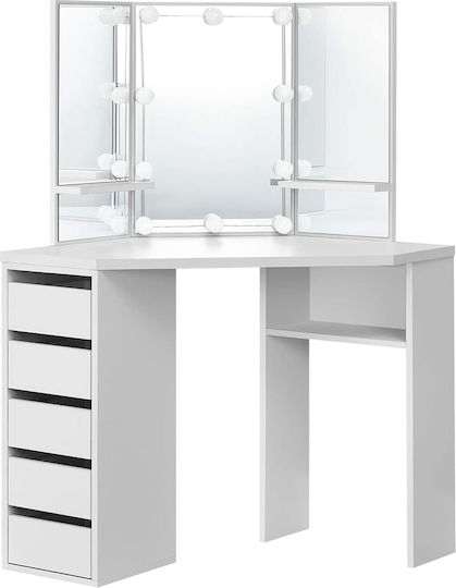 Schminktisch Hölzern White mit Spiegel & Kunstlederbezug 110x38.5x54cm