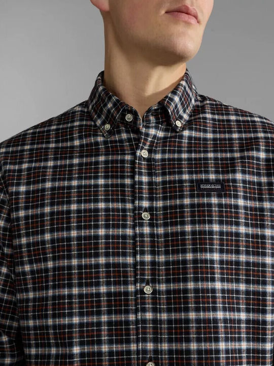 Long-sleeved Cotton Shirt Checked Black