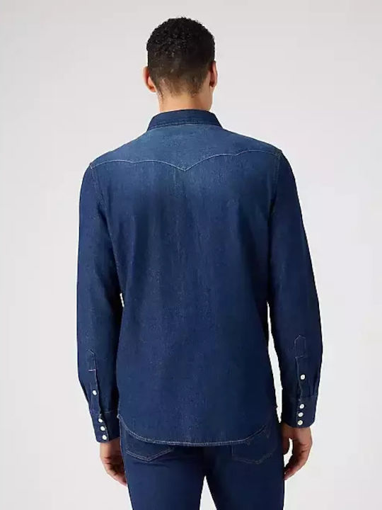 Western Denim Long-sleeved Denim Shirt Gray