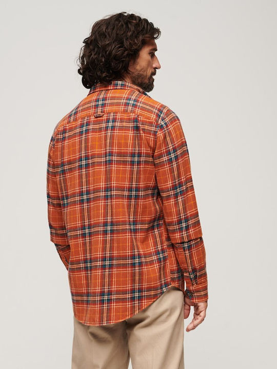 Lumberjack Long-sleeved Cotton Shirt Checked Orange