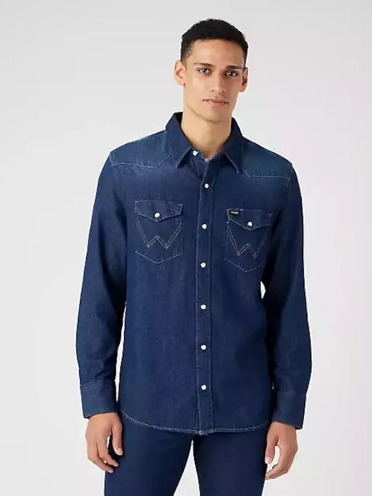 Western Denim Long-sleeved Denim Shirt Gray