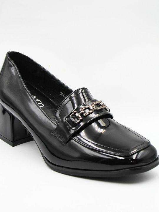 Plato Patent Leather Black Medium Heels