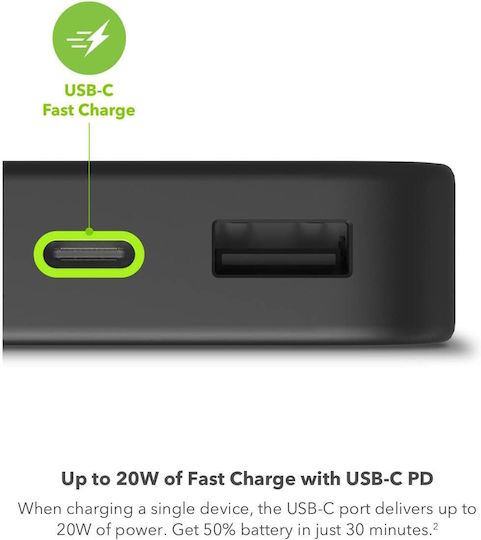 Mophie Powerstation 2023 10000mAh 20W с USB-A изходен порт и USB-C изходен порт Черна