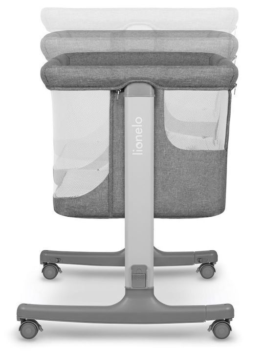 Lionelo Λίκνο Aurora με Στρώμα, Πλαϊνό Άνοιγμα και Ρόδες Grey Concrete