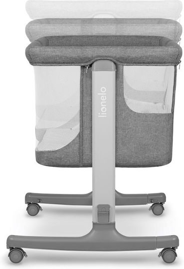 Lionelo Λίκνο Aurora με Στρώμα, Πλαϊνό Άνοιγμα και Ρόδες Grey Concrete
