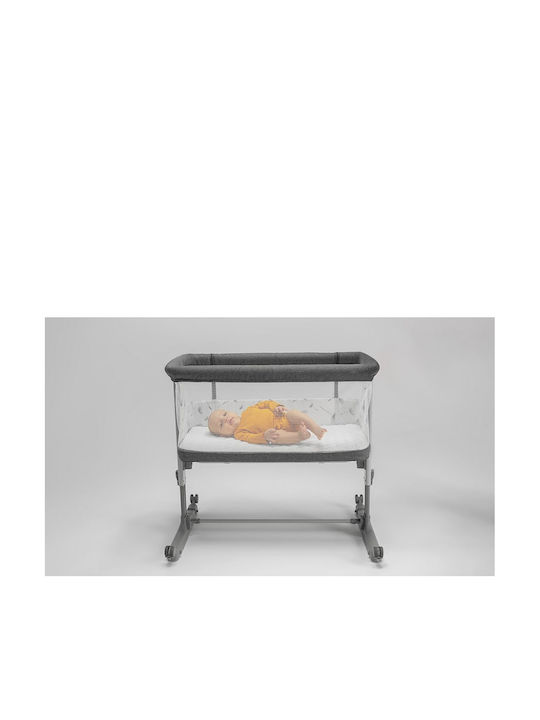 Lionelo Λίκνο Aurora με Στρώμα, Πλαϊνό Άνοιγμα και Ρόδες Grey Concrete