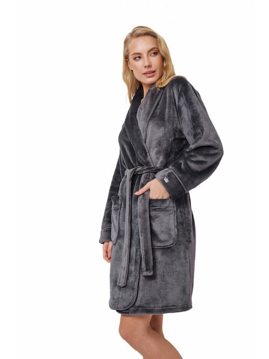 Aruelle Winter Women's Fleece Robe Gray