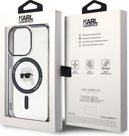 Karl Lagerfeld Karl`s Head Magsafe Umschlag Rückseite Kunststoff Transparent (iPhone 15 Pro)