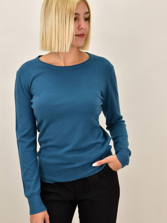 Potre Damen Langarm Pullover Blau